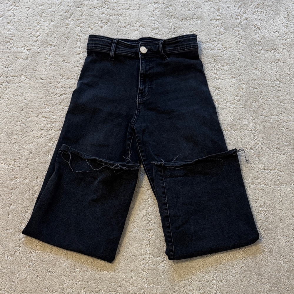 Zara Charcoal Wide-Leg Jeans